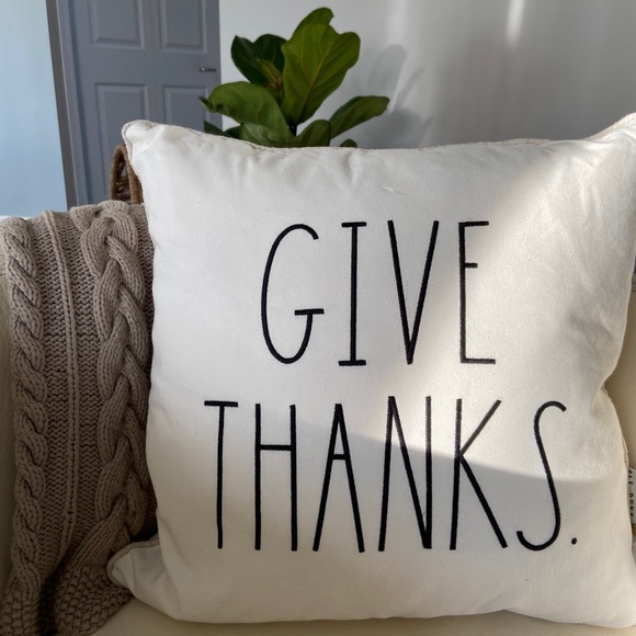Rae Dunn Other - RAE DUNN pillow GIVE THANKS embroidery cream NEW